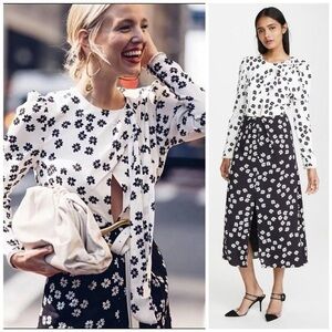 Self Portrait Crepe Daisy Printed Dress